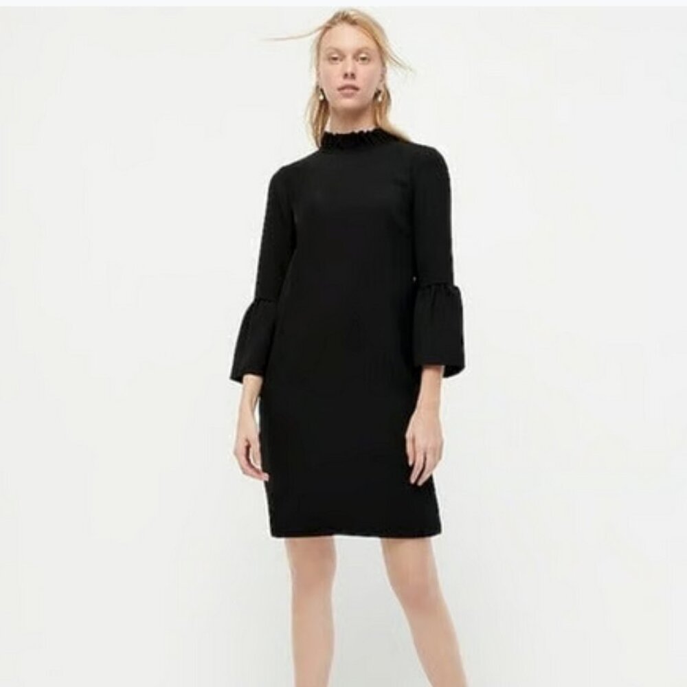 J. Crew Ruffle-Neck Shift Dress in 365 Crepe